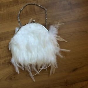 NWT Ann Taylor feathered evening clutch